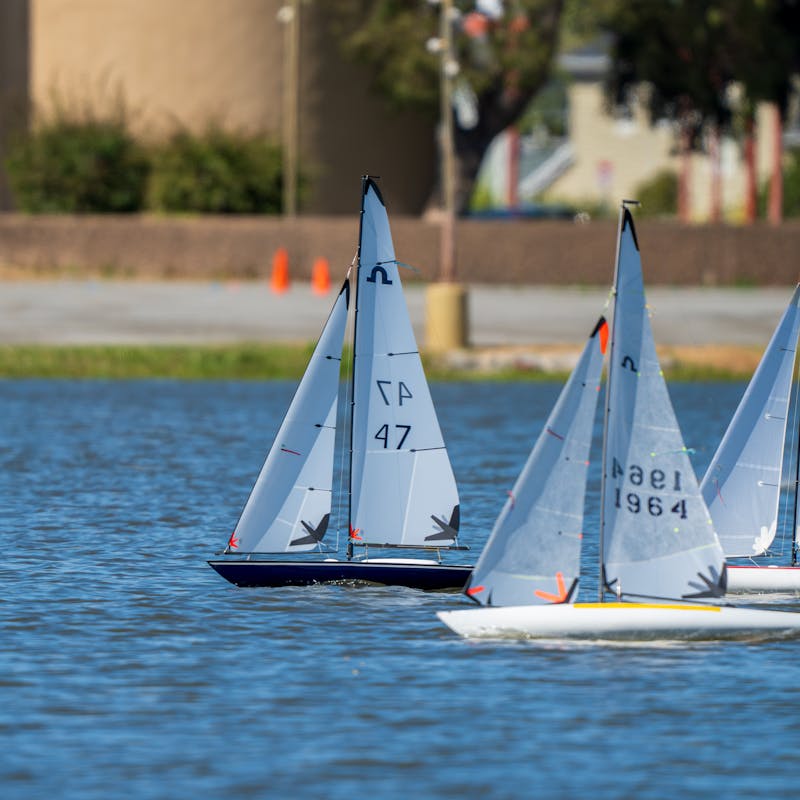 Voilier télécommandé sur un lac